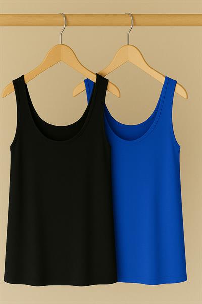 2 Adet A Kesim Rahat Kalıp Basic Kalın Askılı Atlet Tişört