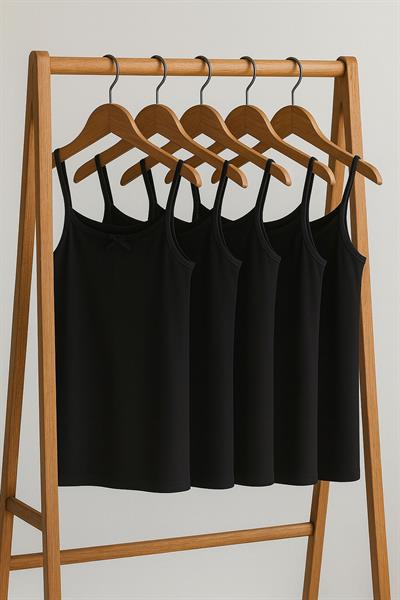 5 Adet Pamuk Karışımlı İp Askılı Atlet (5-16 Yaş) 