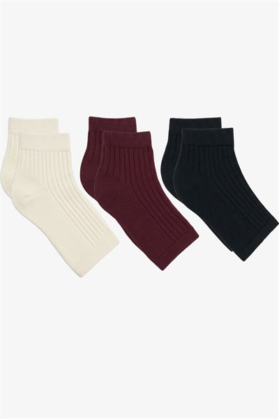 3 Çift Fitilli Burunsuz Kadın Çorap
