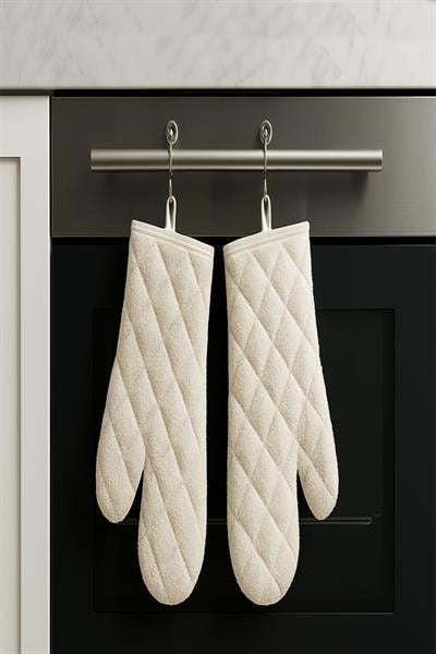 1 Çift Isı Geçirmez Pamuk Karışımlı 37x18 cm Fırın Eldiveni