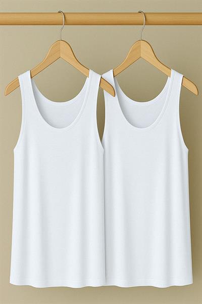 2 Adet A Kesim Rahat Kalıp Basic Kalın Askılı Atlet Tişört