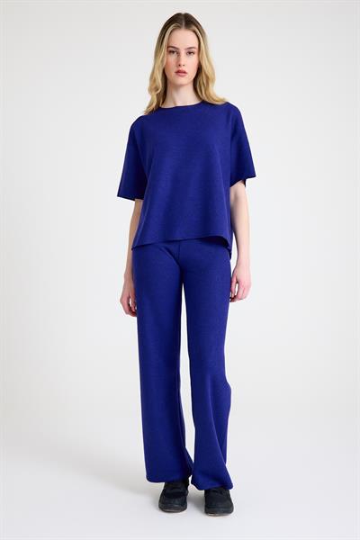 Cepsiz Bol Kesim Fitilli Dökümlü İkili Tişört ve Pantolon Takımı