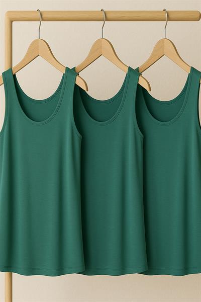 3 Adet A Kesim Rahat Kalıp Basic Kalın Askılı Atlet Tişört