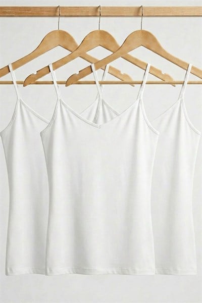 3 Adet Pamuklu Askılı Atlet Seti