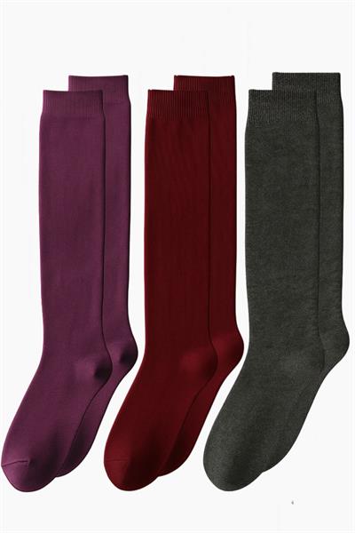 3 Çift Pamuk Karışımlı Diz Üstü Çorap