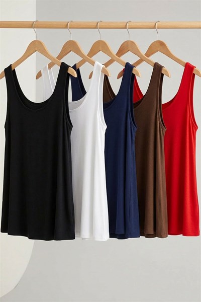 5 Adet A Kesim Rahat Kalıp Basic Kalın Askılı Atlet Tişört