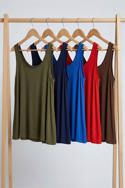 5 Adet A Kesim Rahat Kalıp Basic Kalın Askılı Atlet Tişört