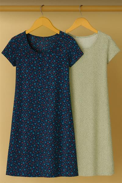 2 Adet Dökümlü Rahat Kalıp Günlük Penye Kumaş Elbise