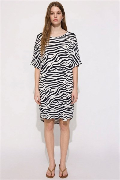 Dökümlü Rahat Kalıp Günlük Tunik Elbise 