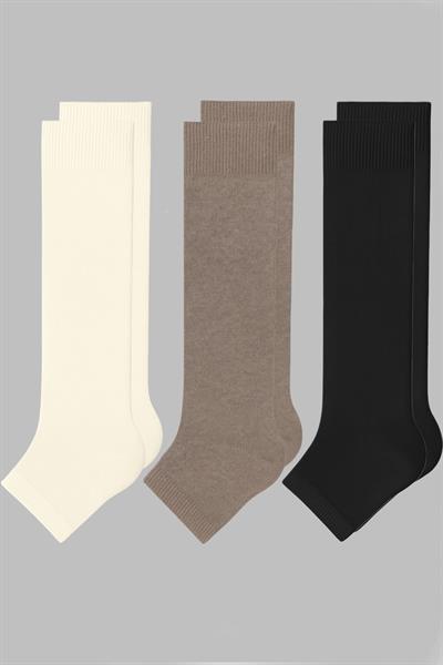 3 Çift Burunsuz Basic Pamuk İçerikli Yoga Tozluk