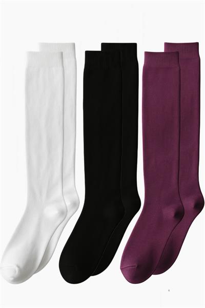 3 Çift Pamuk Karışımlı Diz Üstü Çorap