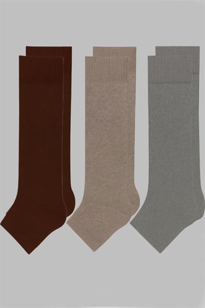 3 Çift Burunsuz Basic Pamuk İçerikli Yoga Tozluk