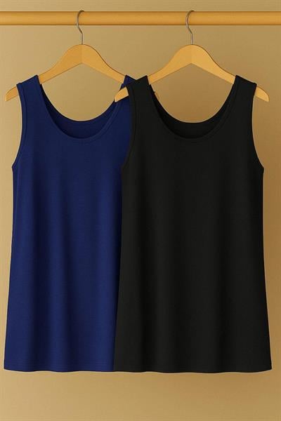 2 Adet A Kesim Büyük Beden Pamuklu Kalın Askılı Atlet Tişört