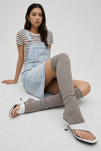 3 Çift Parmaksız Tabanlı İnce Fitilli Diz Üstü Pamuk Karışımlı Tozluk