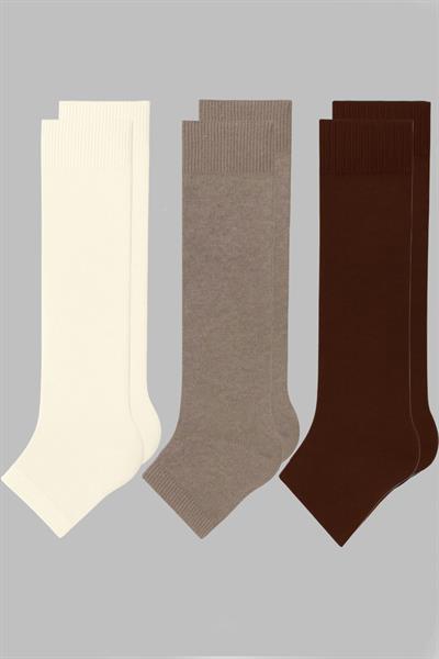 3 Çift Burunsuz Basic Pamuk İçerikli Yoga Tozluk