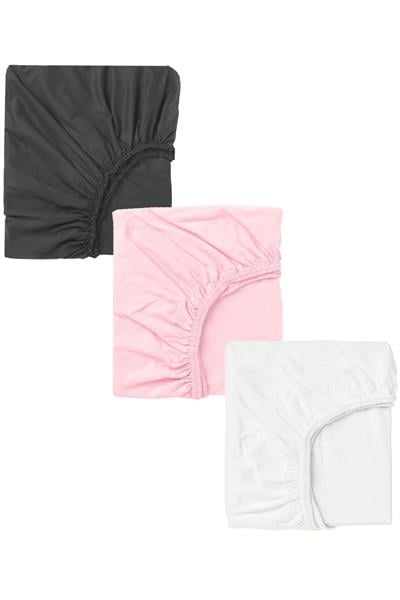 3 Adet 65 x 95 x 10 cm Anne Yanı Lastikli Penye Kumaş Bebek Çarşafı