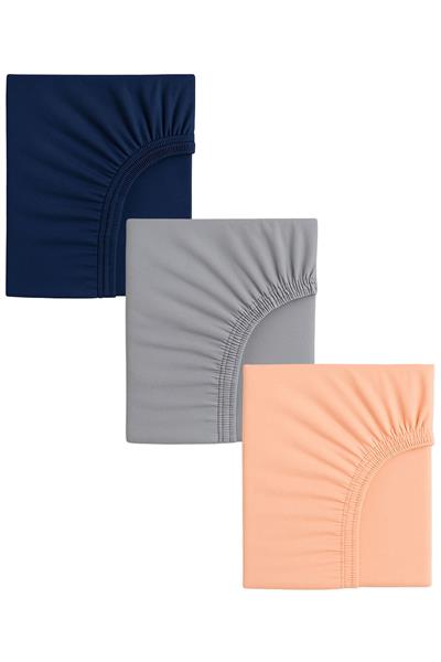 3 Adet 65 x 95 x 10 cm Anne Yanı Lastikli Penye Kumaş Bebek Çarşafı