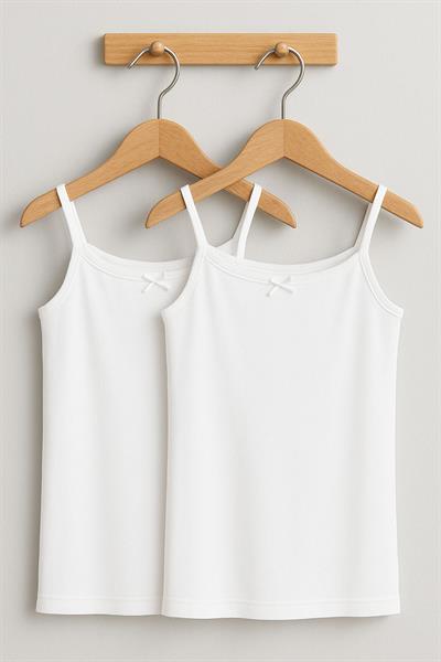 2 Adet Pamuk Karışımlı İp Askılı Atlet (5-16 Yaş) 