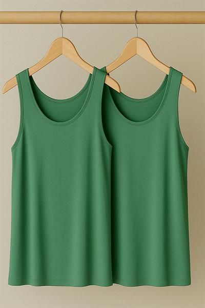 2 Adet A Kesim Rahat Kalıp Basic Kalın Askılı Atlet Tişört