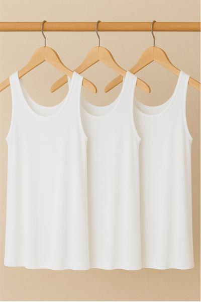 3 Adet A Kesim Büyük Beden Pamuklu Kalın Askılı Atlet Tişört