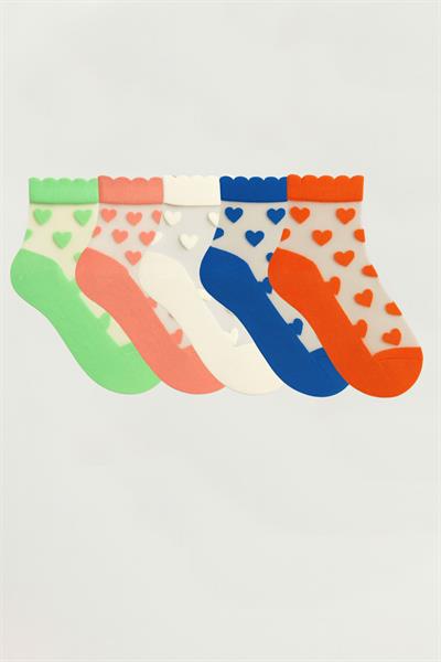 5 Çift Desenli Tül Çorap 