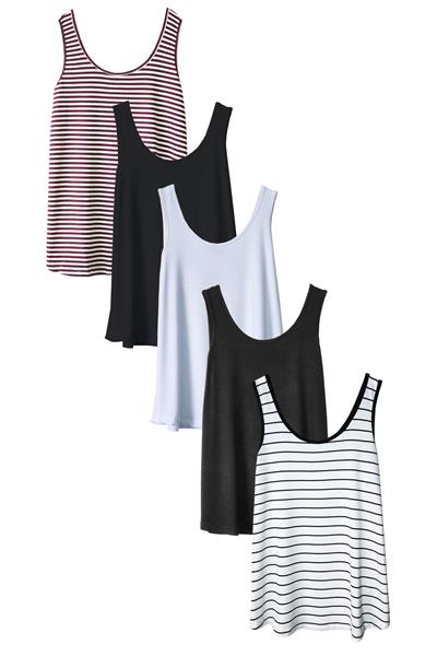 5 Adet A Kesim Rahat Kalıp Basic Kalın Askılı Atlet Tişört