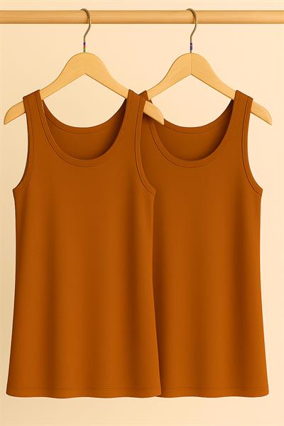 2 Adet A Kesim Rahat Kalıp Basic Kalın Askılı Atlet Tişört