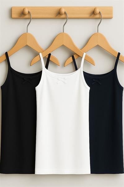 3 Adet Pamuk Karışımlı İp Askılı Atlet (5-16 Yaş) 