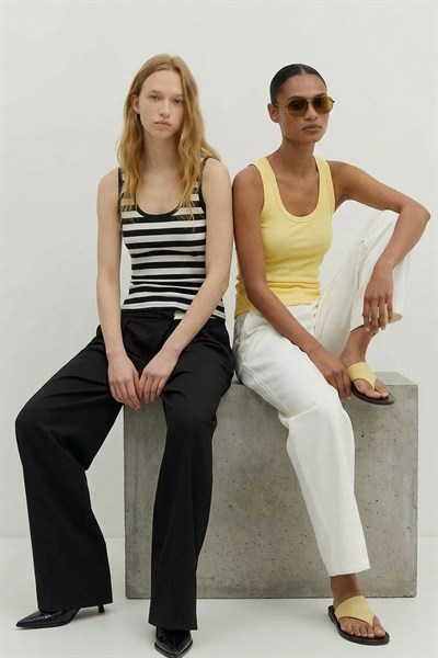 2 Adet Fitilli Fitted Viskon Karışımlı Askılı Tişört