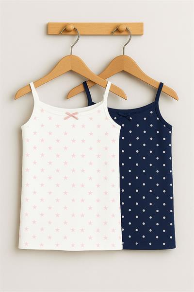 2 Adet Pamuk Karışımlı İp Askılı Atlet (5-16 Yaş) 