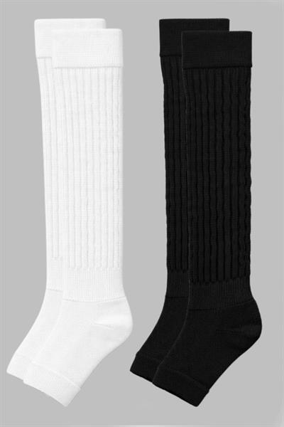 2 Çift Parmaksız Tabanlı Kalın Fitilli Diz Üstü Pamuk İçerikli Tozluk