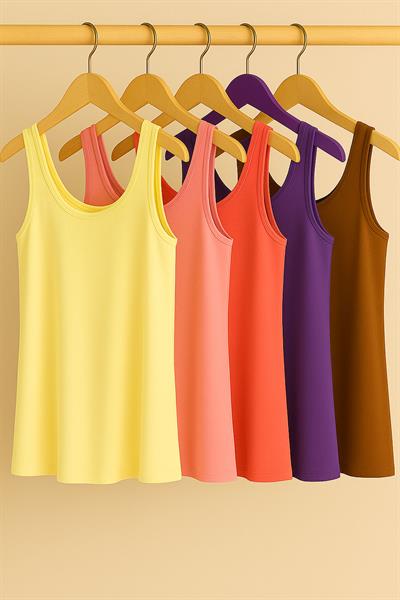 5 Adet A Kesim Rahat Kalıp Basic Kalın Askılı Atlet Tişört