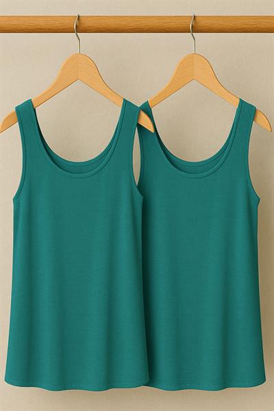 2 Adet A Kesim Rahat Kalıp Basic Kalın Askılı Atlet Tişört