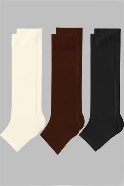 3 Çift Burunsuz Basic Pamuk İçerikli Yoga Tozluk