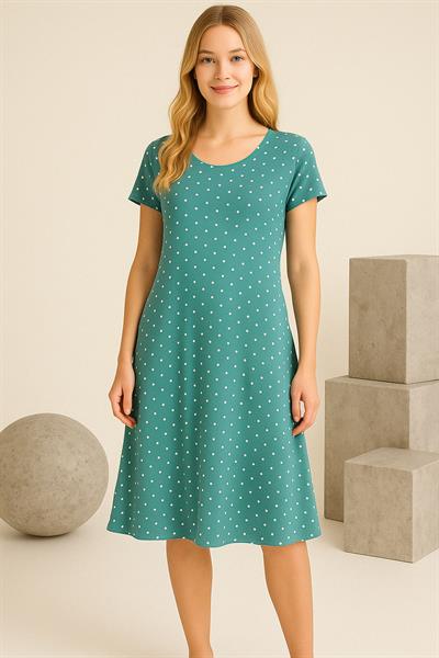 Dökümlü Rahat Kalıp Günlük Penye Kumaş Elbise