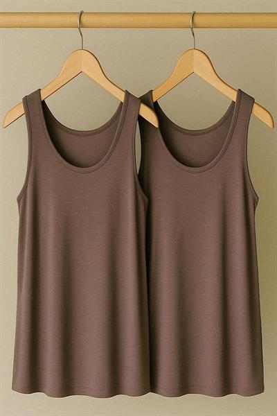 2 Adet A Kesim Rahat Kalıp Basic Kalın Askılı Atlet Tişört