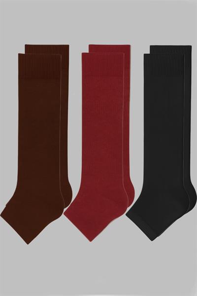 3 Çift Burunsuz Basic Pamuk İçerikli Yoga Tozluk