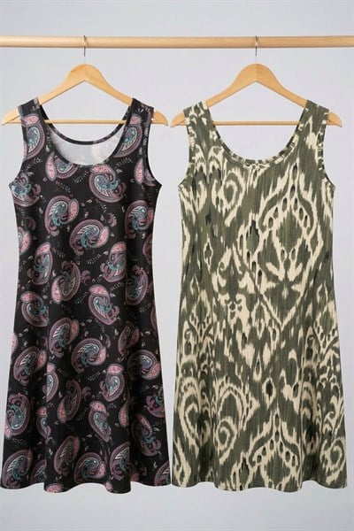 2 Adet A Kesim Rahat Ve Dökümlü Kalın Askılı Elbise