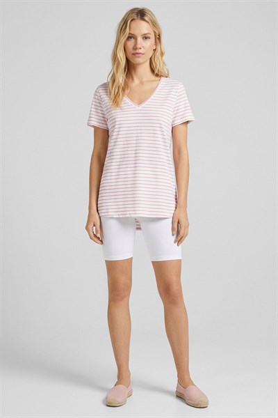 V Yaka Basic Viskon Karışımlı Tişört