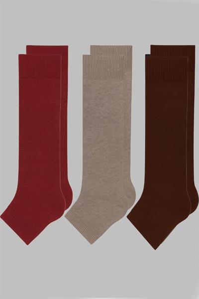 3 Çift Burunsuz Basic Pamuk İçerikli Yoga Tozluk