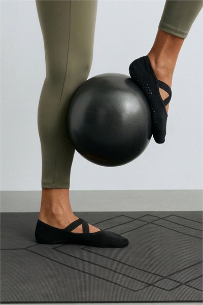 2 Çift Kadın Bambu Kaymaz Silikon Tabanlı Pilates Yoga Çorabı X Bantlı