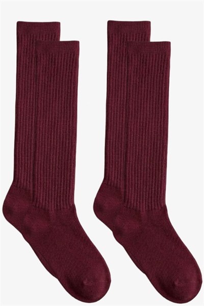 2 Çift İnce Fitilli Diz Üstü Pamuk Karışımlı Çocuk Çorap