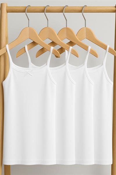 4 Adet Pamuk Karışımlı İp Askılı Atlet (5-16 Yaş) 