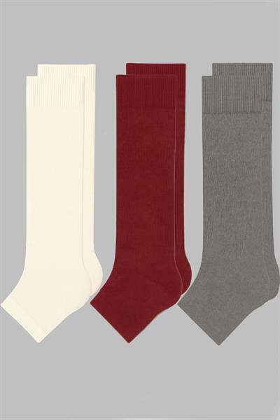 3 Çift Burunsuz Basic Pamuk İçerikli Yoga Tozluk