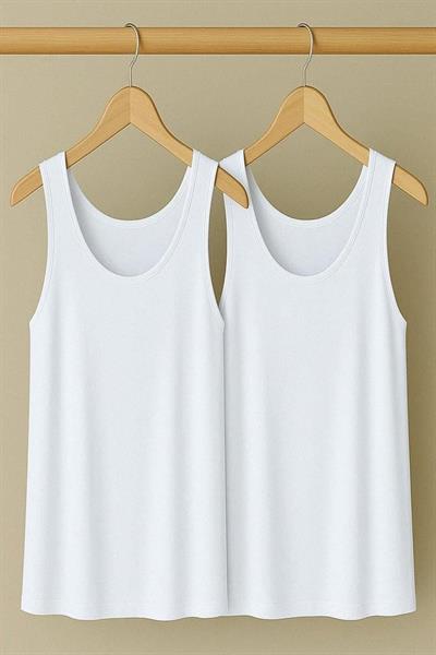 2 Adet A Kesim Rahat Kalıp Basic Kalın Askılı Atlet Tişört