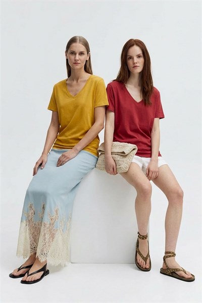 2 Adet V Yaka Basic Tişört