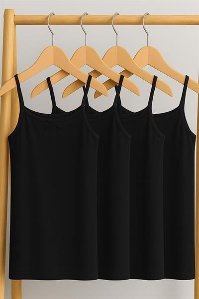 4 Adet Pamuk Karışımlı İp Askılı Atlet (5-16 Yaş) 