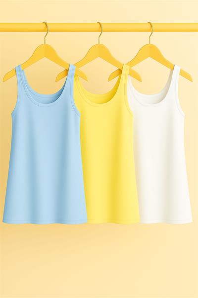 3 Adet A Kesim Büyük Beden Pamuklu Kalın Askılı Atlet Tişört