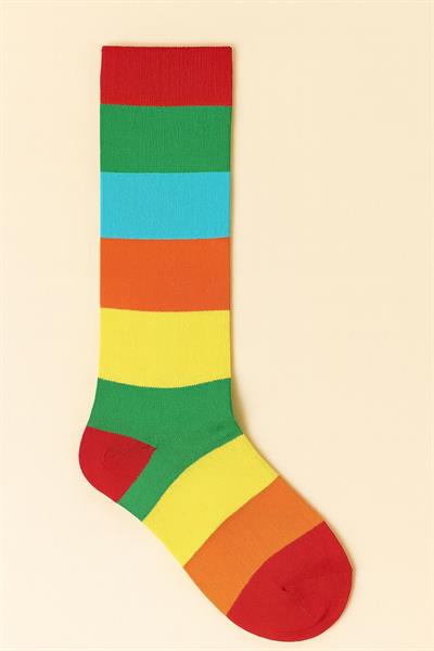 Çizgili ve Renkli Diz Boyu Çorap