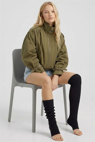 2 Çift Parmaksız Tabanlı İnce Fitilli Diz Üstü Pamuk Karışımlı Tozluk